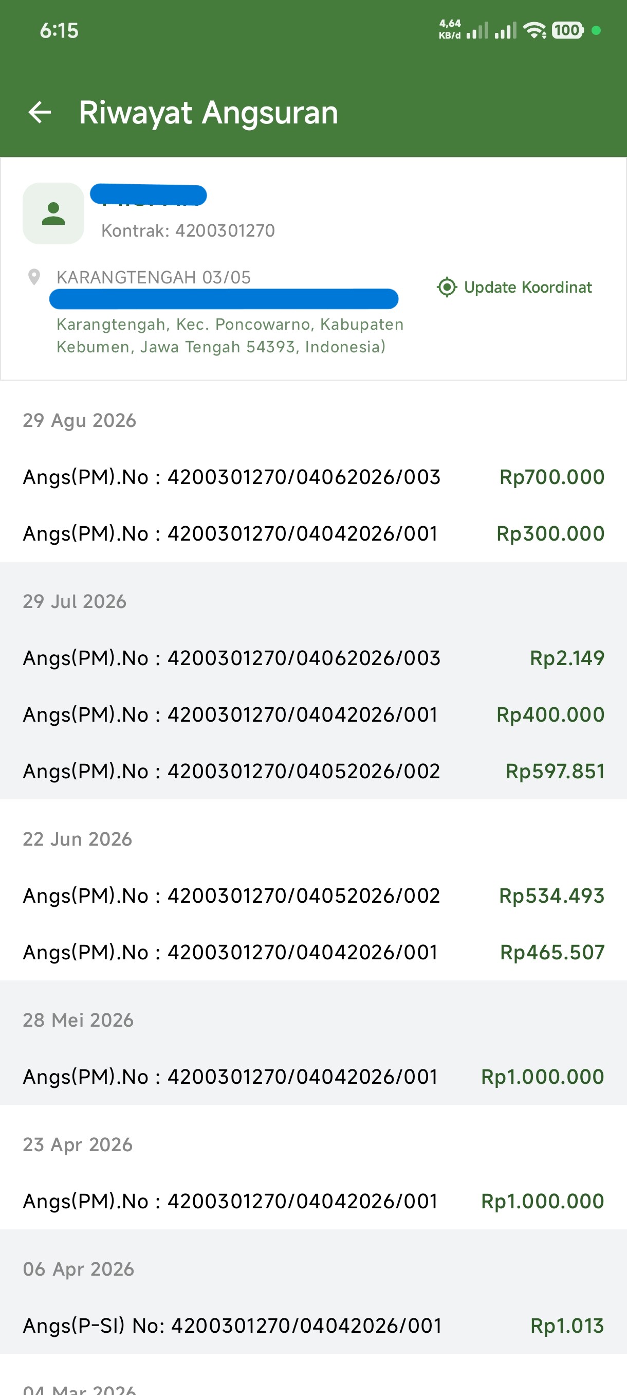 Riwayat Angsuran
